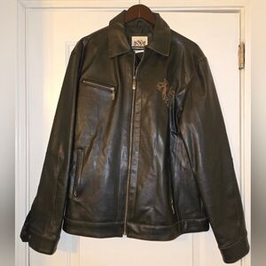 Men's Toxic Hazard Black Faux Leather Jacket Size XL